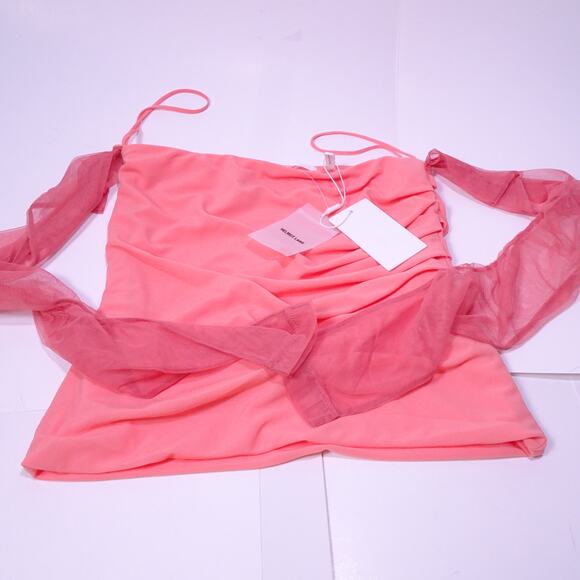 Helmut Lang Women's Sheer Sleeveless Tube Top Coral S NWT 295.00 - Picture 3 of 8